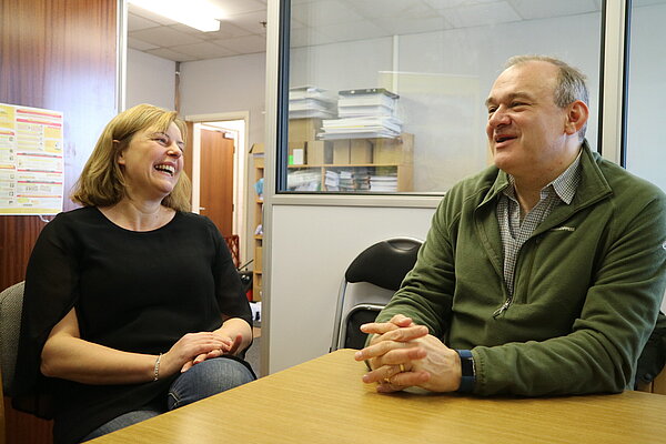 Ed Davey Leader of the Liberal Democrats talking to a voter